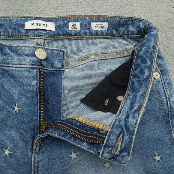 Miss Me Jeans Women's Size 28 Blue Mid-Rise Ankle Skinny 27" Inseam Distressed - Picture 3 of 16